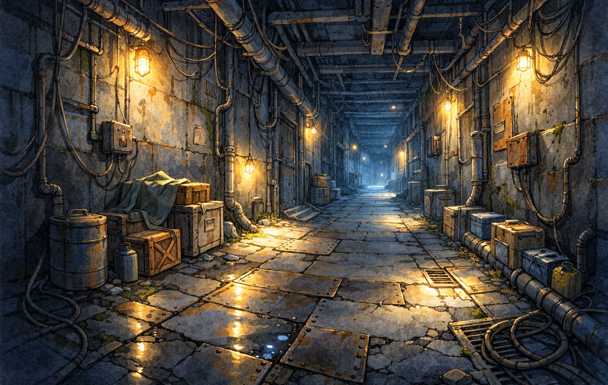 制作途中の世界観を示す通路